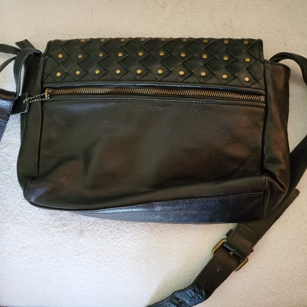 Wilson's Black Leather "Vintage" Studded Crossbody Purse - Picture 2 of 10